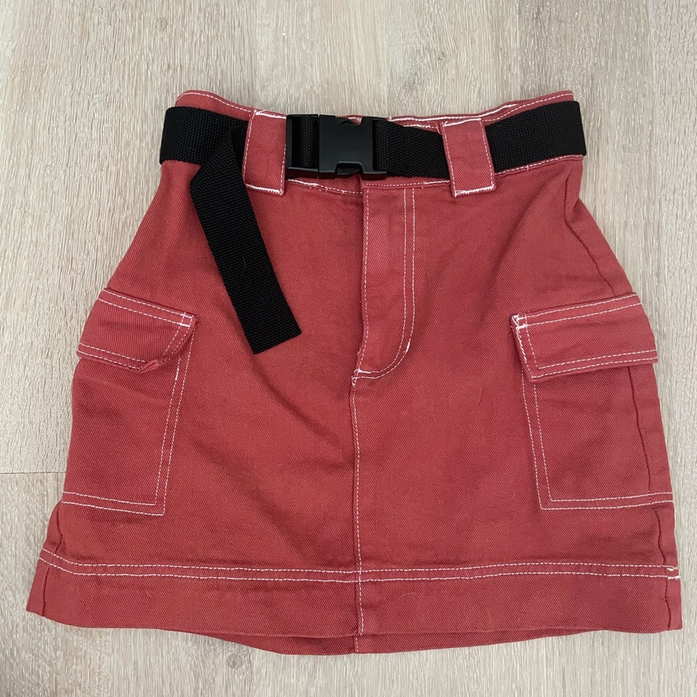 Pacsun red mini denim skirt